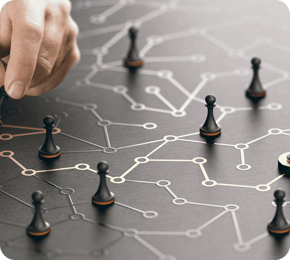 Strategic planning board with connected points